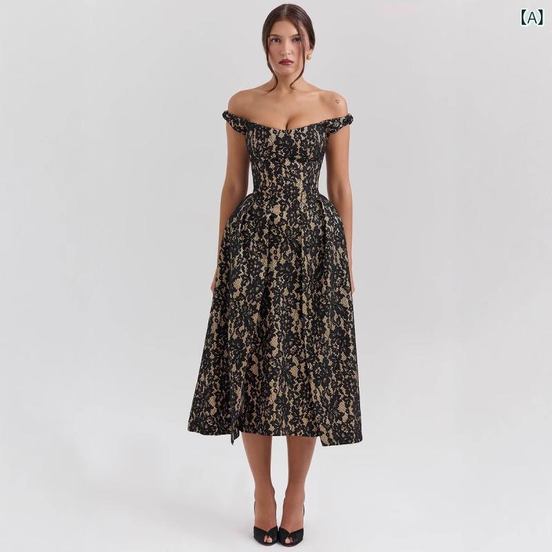 ワンピース レディース 春夏 花柄 オフショルダー バックレス スリムフィット ウエストシェイプ エレガント フェミニン プリント ドレス スタイリッシュ シルエット