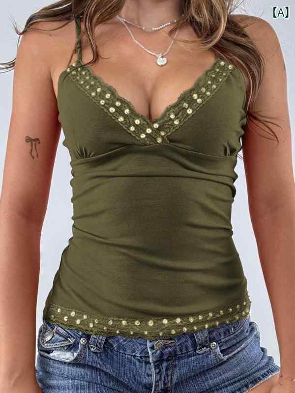 レディース Y2K セクシー キャミソール Tシャツ 無地 細ストラップ 秋冬 カジュアル トップス 伸縮素材 レイヤード レイヤリング 普段使い 軽量 ソフトタッチ