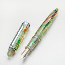 【PBS63】【PENBBS】新作 透明軸万年筆 オーロラ F(細字) コンバーター内蔵 No.308 バイカラーニブ【即納 宅配便・ミニゆうパケット対応 アクリル デモンストレーター マーブル 模様 緑 グリーン】
