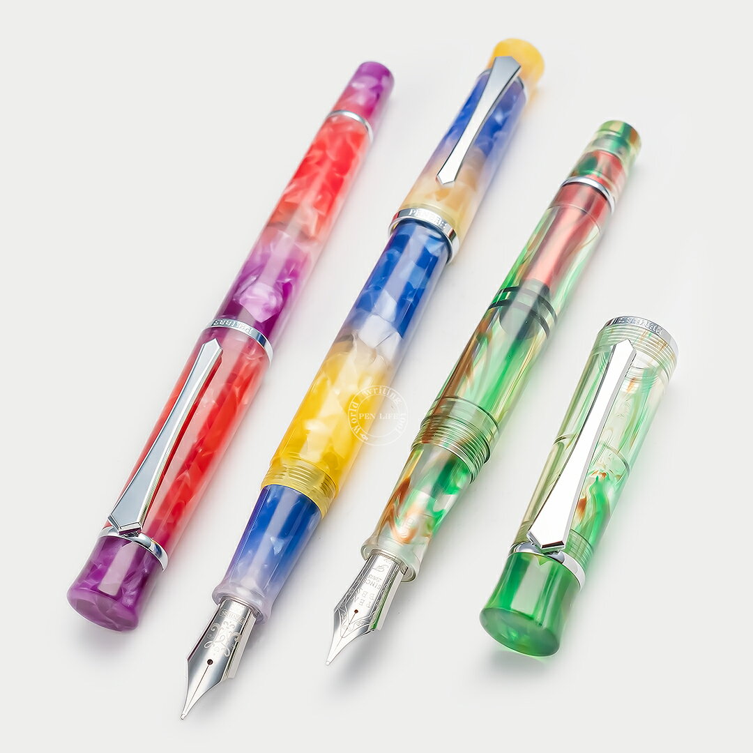 【PBS92】【PENBBS】新作 透明軸万年筆 ピストンフィラー式 No.495 全3種 F(細字) M(中字)【即納 宅配便・ミニゆうパケット対応 アクリル デモンストレーター 紫 パープル 赤 レッド 緑 グリーン 黄色 イエロー 青 ブルー マーブル】