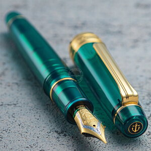 【S187】【WANCHER×SAILOR】限定 プロフェッショナルギア KOP(King Of Pen) 万年筆 ターコイズグリーン デモンストレーター 超大型 21金ペン先 M/B【即納 送料無料 正規品 保証 国産 日本製 ワンチャー セーラー ブランド 透明軸 クリア スケルトン プロギア キングサイズ】