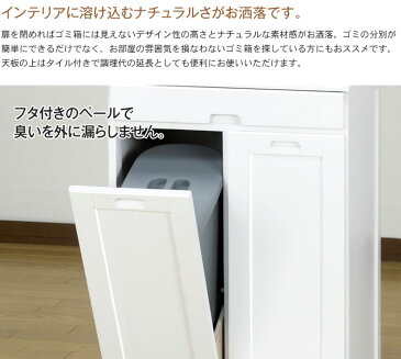 天然木製2分別ダストボックス 2分別ごみ箱 天板にタイル付き 分別用ネームラベル付き シンプル ナチュラル 天然木桐 桐製品 木製ダストボックス 木製ゴミ箱 ペールは蓋付き 蓋付きダストボックス 蓋付きゴミ箱 移動もラクラク 落ち着いたデザイン