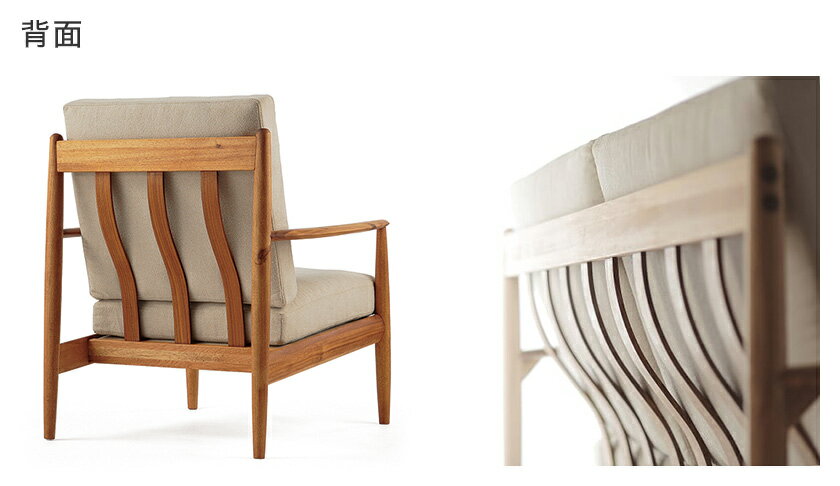1Pソファ ソファ EDDA エッダ 肘付き 木製 幅76cm 奥行83.5cm 高さ86.5cm 座面高44cm ブラウン チーク材 突板 アカシアマンギウム 無垢材 布カバーリング ファブリック 撥水加工 オイルフィニッシュ 北欧 シンプル おしゃれ