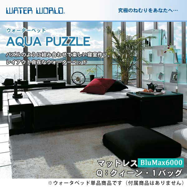 ウォーターベッド アクアパズル/張地：P(マットレス BluMax6000)クィーン(Q)【ウォーターワールド/WATER WORLD】(ウォタベッド ウォーターベット(防腐剤1本無料プレゼント中) マットレス