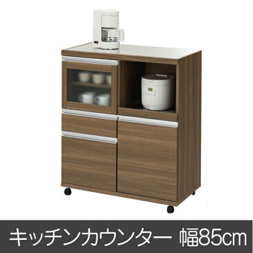 完成品 日本製 キッチンワゴン キッチンボード ジャストシリーズ MRD-85 ブラウン ステンレス天板 キャスター付き キッチン収納 キッチンワゴン コンセント付き スライドテーブル付き キッチンラック キッチンキャビネット