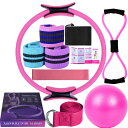 女性用ヨガセット 11点セット 自宅でピラティス 器具 ピラティス マジックリング ブーティーバンド 臀部トレーニング用 ヨガボール 25cm 8の字抵抗バンド...