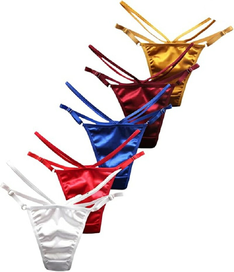 Tバック ショーツ レディース セクシー 女性下着 サテン すべすべ ダブルストリング リボン付き ウェス..