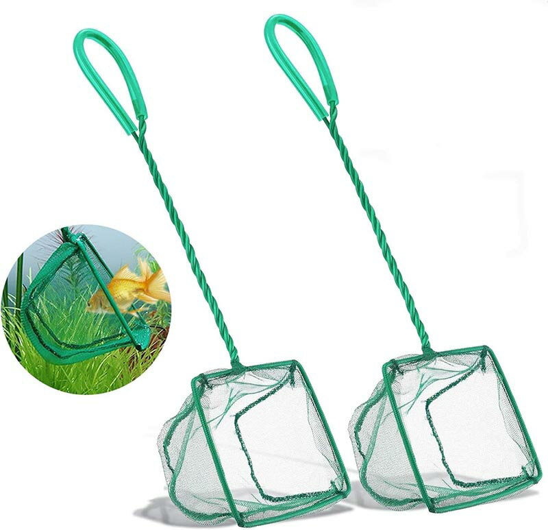 フィッシュネット 2本入り メダカ飼育用 観賞魚用ネット 水槽 ネット 水槽用品 掃除用具 魚を釣ったり 水槽の残留物を除去網 全長25cm