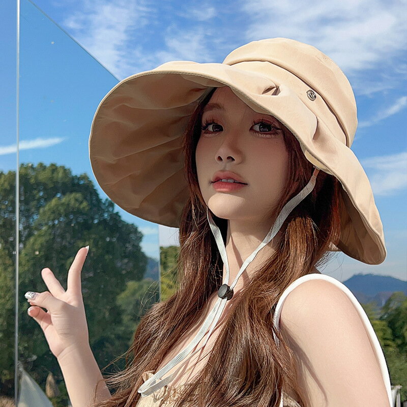 帽子 レディース 【14cm超つば広・UVカット・可愛い雰囲気漂う】UVカット帽子 日焼け防止帽子 紫外線対策 快適 よい通気性 吸汗速乾 あご紐 飛ばされない 小顔効果 日よけ帽子 かわいい 散歩 旅行 ハット ぼうしのサムネイル