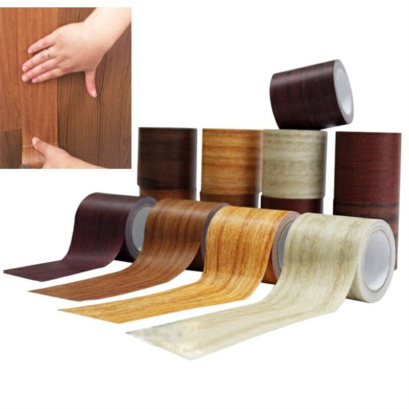 木目 テープ 防水 防カビ マスキングテープ 木目調シール 強い粘着力 木口テープ 家具修理テープ フロ..