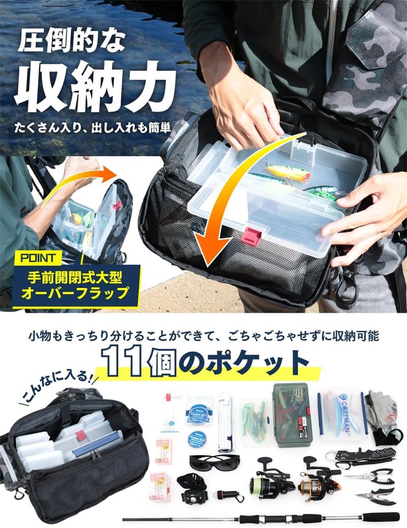 釣り バッグ フィッシングバッグ タックルバッグ ショルダーバッグ ウエストバッグ...