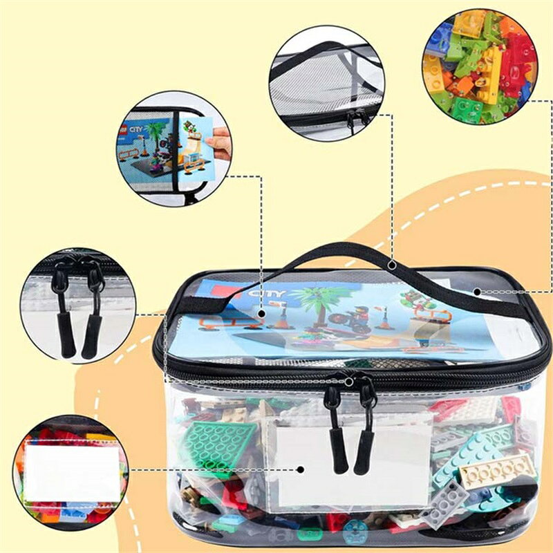 玩具収納バッグ 玩具箱 収納箱 収納袋 レゴ収納バッグ 小物収納 ファスナー付き 玩具収納ボックス おもちゃ収納 再利用可能 防水 子供用品 整理整頓 収納ケース ブロック パズル分類整理簡単 小物入れケース [3]