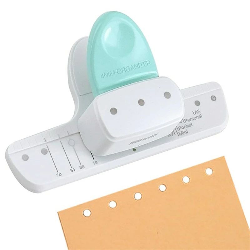 Multiple Hole Puncher - ルーズリーフ穴パンチ 穴径4mm 穴開けパンチ 3穴/6穴 多穴パンチ A8(mini)/A7/A6/A5対応 軽量 調整可能 持ち運び便利 DIY 手帳 デイリープランナー 単語帳作り 事務用品