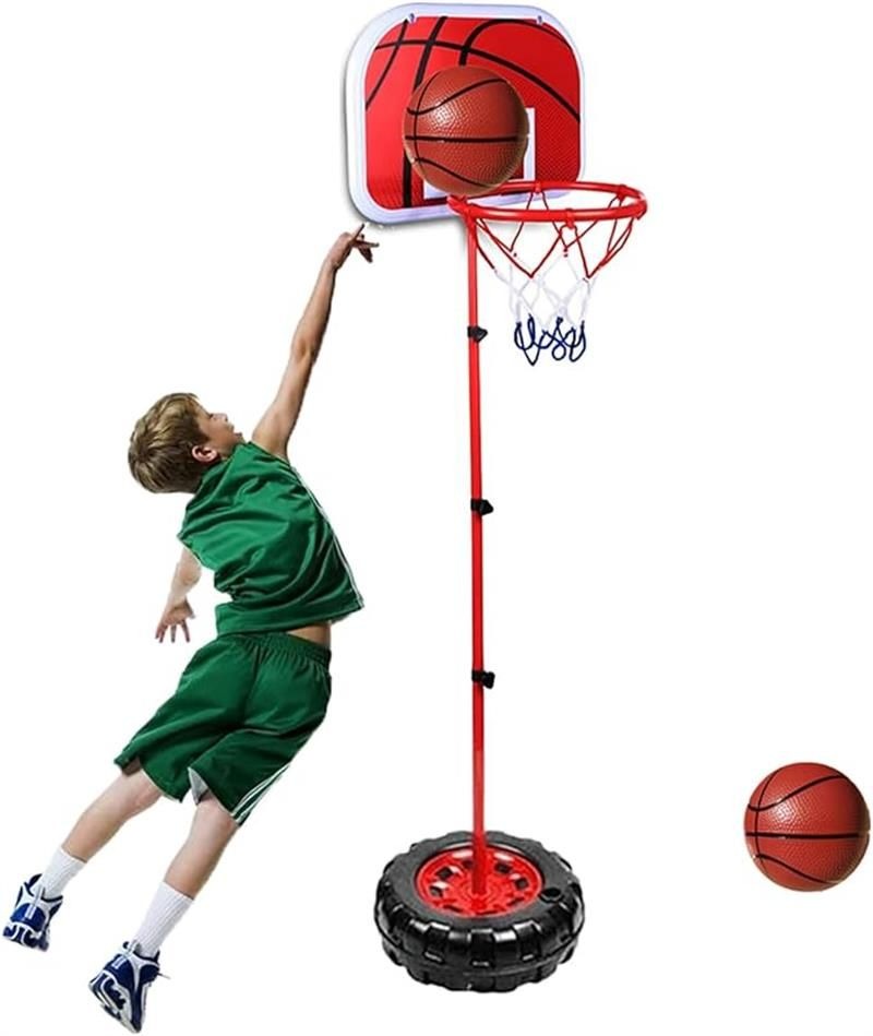 ミニ バスケットゴール バスケットボールセット子供用 バスボールスタンド 高さ調整可能 二つボール付..