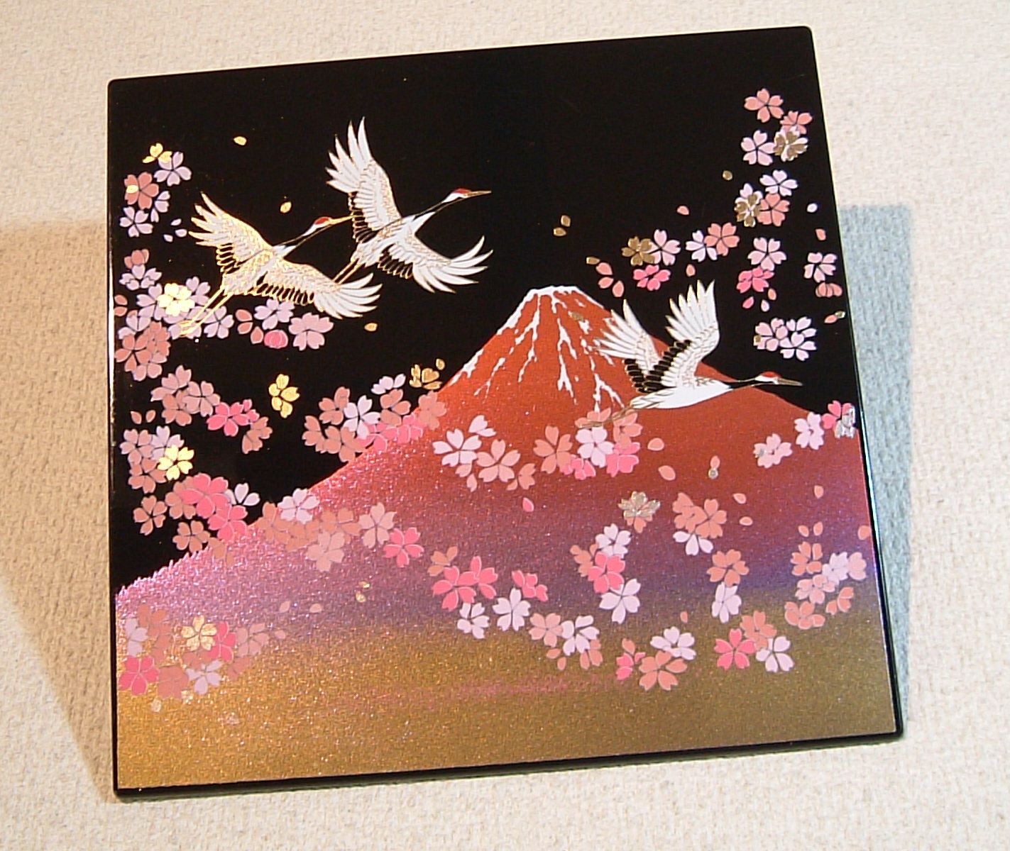 山中漆器 マウスパッド 富士山桜鶴