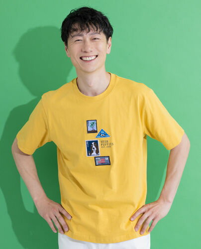 【SALE】Hush Puppies（ハッシュパピー） 切手モチーフPT Tシャツ【キングサイズ】メンズ　半袖