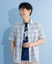 Hush Puppies(ハッシュパピー) 【JAPAN FABRIC】ボイルワッシャーボーダー半袖シャツ【キングサイズ】メンズ