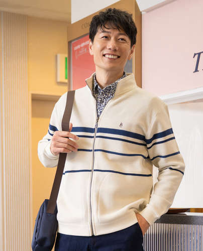 Hush Puppies（ハッシュパピー） 【JAPAN FABRIC】起毛パネルボーダー全開ZIPトレーナー　メンズ　長袖のサムネイル