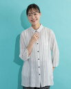 【SALE】Hush Puppies(ハッシュパピー) 先染めストライプJQブラウス レディス 七分袖