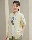 【SALE】Hush Puppies(ハッシュパピー) 【JAPAN FABRIC】リップルヨットPT半袖ちび襟シャツ レディス