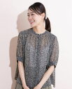 Hush Puppies(ハッシュパピー) ボタニカルPTシフォンピンタックブラウス レディス 5分袖