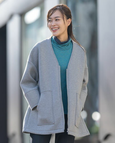 【SALE】Hush Puppies（ハッシュパピー） ダンボールニット前ジップコート【レディス】長袖のサムネイル