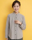 【SALE】Hush Puppies(ハッシュパピー) 両面起毛ヘリンボンバンドカラーシャツ レディス 長袖(4)