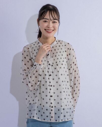 Hush Puppies(ハッシュパピー) セルロース混水玉ピンタックブラウス レディス 長袖
