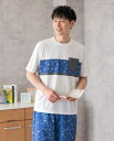 【SALE】Hush Puppies(ハッシュパピー) TC天竺×PT切替上下セット メンズ 半袖 パジャマ 部屋着