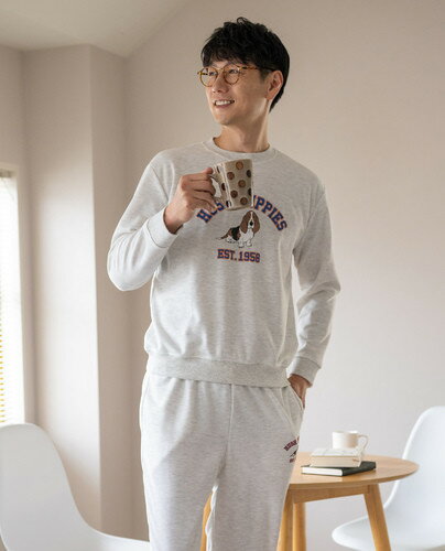 楽天Hush Puppies APPARELHush Puppies（ハッシュパピー） ダンボールスウェットパジャマ　メンズ　長袖　ロング　部屋着　リラックスウェア