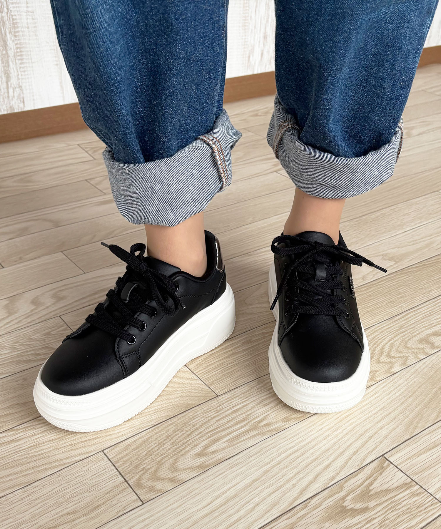 【KITSON】厚底 ウェッジソール 軽量 レースアップ ローカットスニーカー レディース 脚長 美脚 キットソン