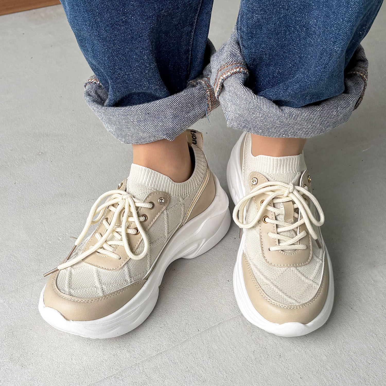 KITSON キットソン 厚底 ウェッジソール 軽量 ニットスニーカー レディース レースアップ 歩きやすい