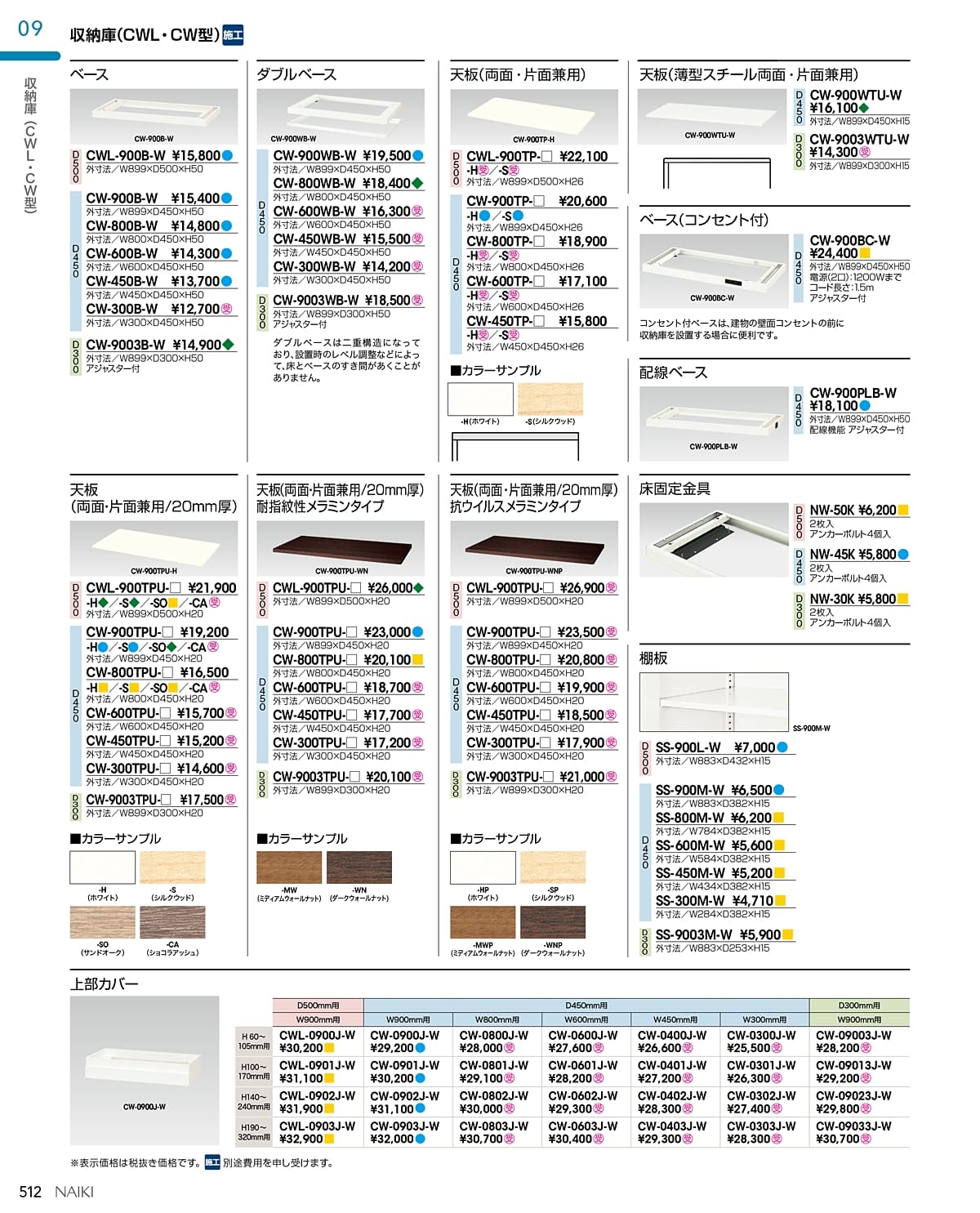 法人様限定 書庫 CW-0912S-4-WW ファイル引出し4段 下置用 ナイキ（NAIKI）