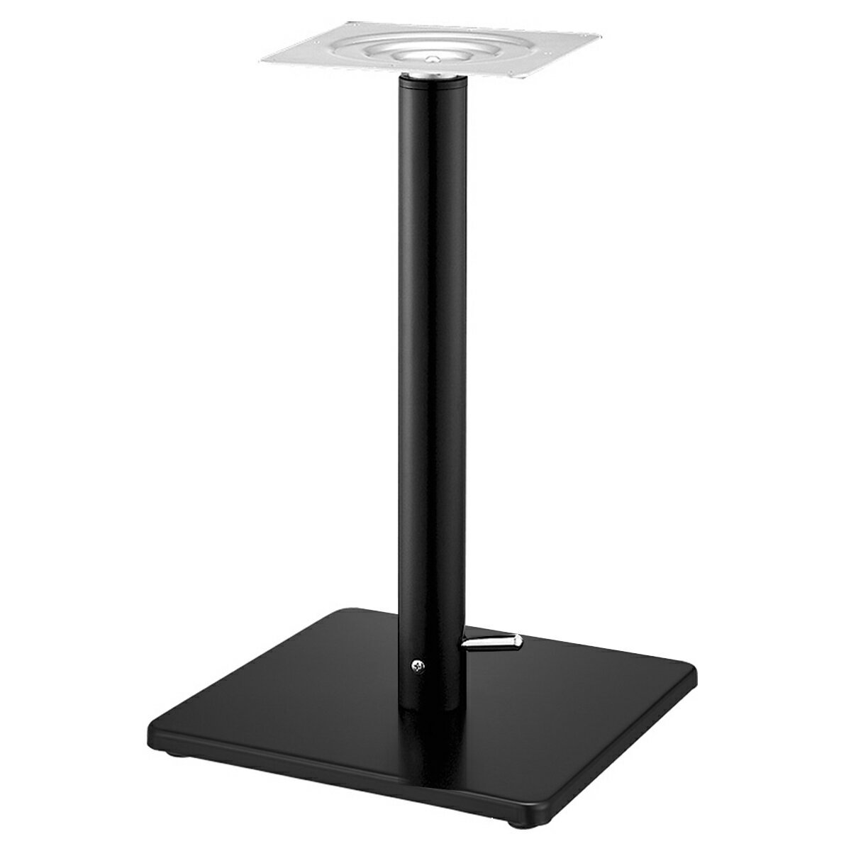 商品詳細（サイズ）■材質：スチール■機能：ガス昇降式（無段階）■備考：アジャスター付■適合天板サイズ：W550×D550■サイズ：W370×D370×H680～930■受板：240×240×3.2t■丸ポール：φ60.5■補足：お客様組立品／カラー選択／昇降タイプ【注意事項】※組立にボックスレンチ（26サイズ）が必要になります。※天板の重量、使用条件によって適切でない場合がありますので、本商品と組み合わせる天板の重量を、連絡事項にお書きの上ご購入下さい。北海道、沖縄、離島及び中継を伴う場合は、追加送料が必要ですので別途ご案内致します。脚部カラーシルバーメタリックゴールドメタリックジービーメタリックこげ茶ブラックブラック（メラミン焼付塗装）シルバー（I41粉体塗装）クロムメッキ