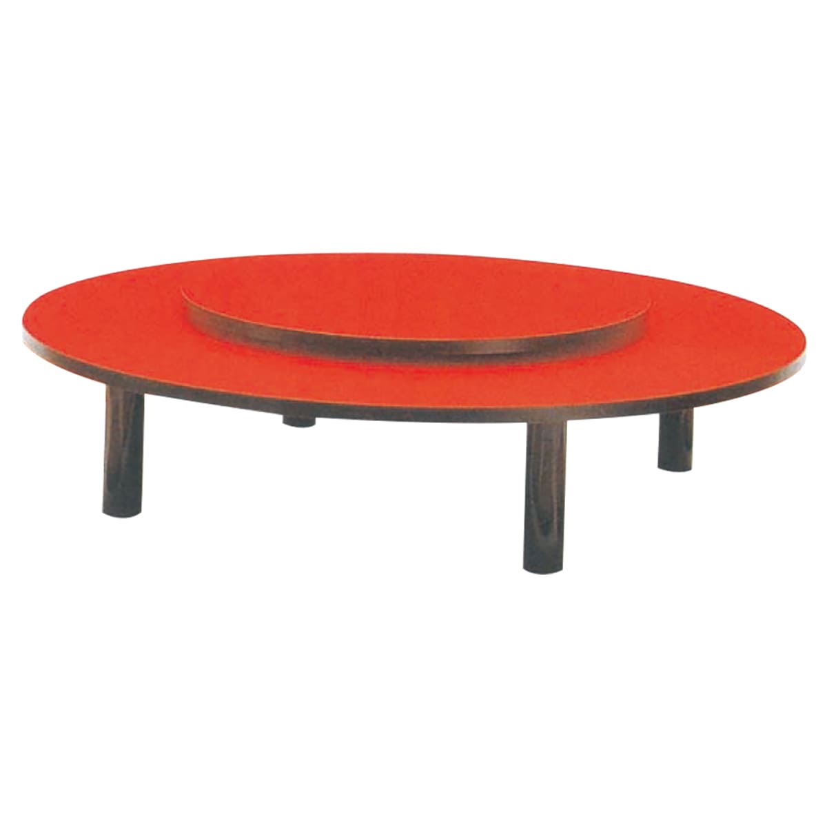 商品詳細（サイズ）■天板：メラミン化粧板■天板・エッジカラー：朱色・黒■回転トップ：メラミン化粧板（天板厚：21mm）■回転金具：スチール■脚部：スチールパイプ（φ76）■サイズ：φ1200～1800×H375～377■テーブルサイズ：φ1...