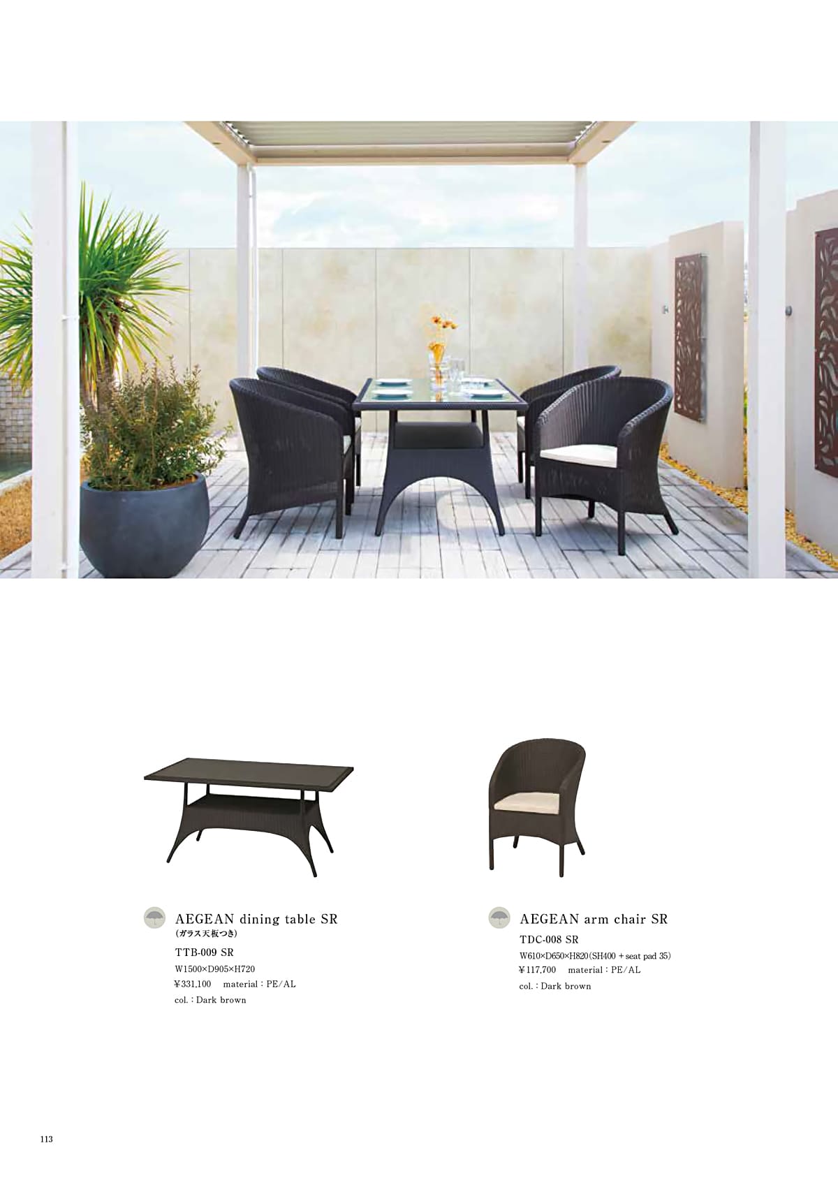 法人様限定 ガーデンチェア 屋外椅子 AEGEANアームチェア TDC-008 SR かねみつ漆器店 [3]