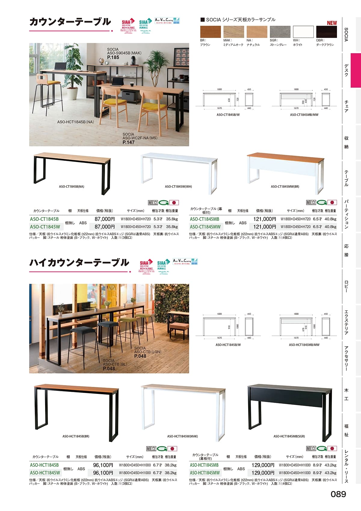 法人様限定 ミーティングテーブル 会議テーブル ASO-CT1845 弘益 [3]