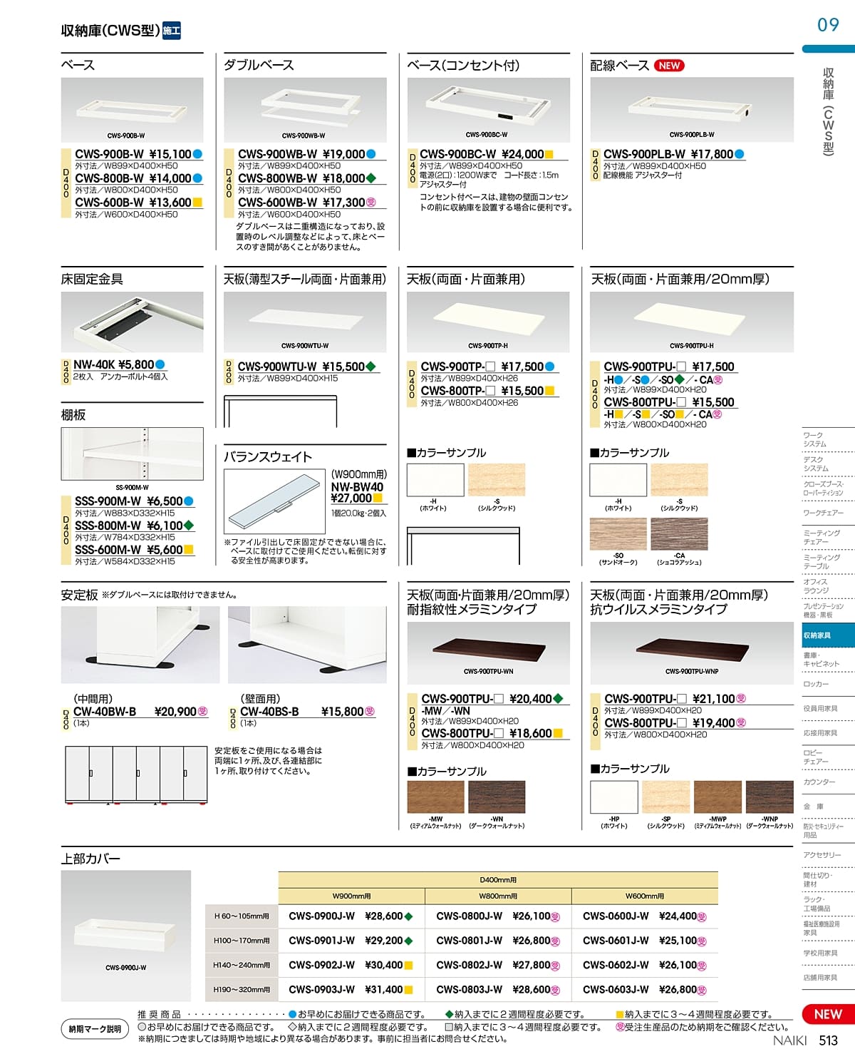 法人様限定 書庫 オフィス収納 CWS-0821K-WW 両開き戸 ナイキ（NAIKI）