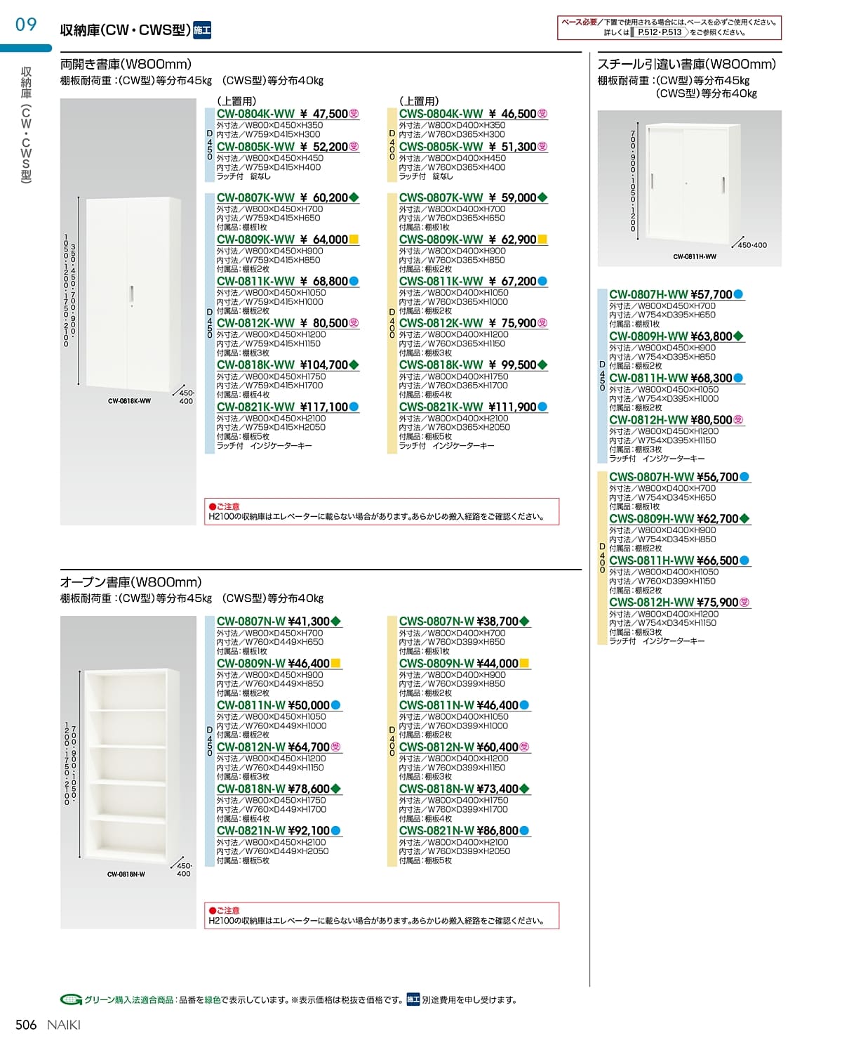法人様限定 書庫 オフィス収納 CW-0811N-W ナイキ（NAIKI）