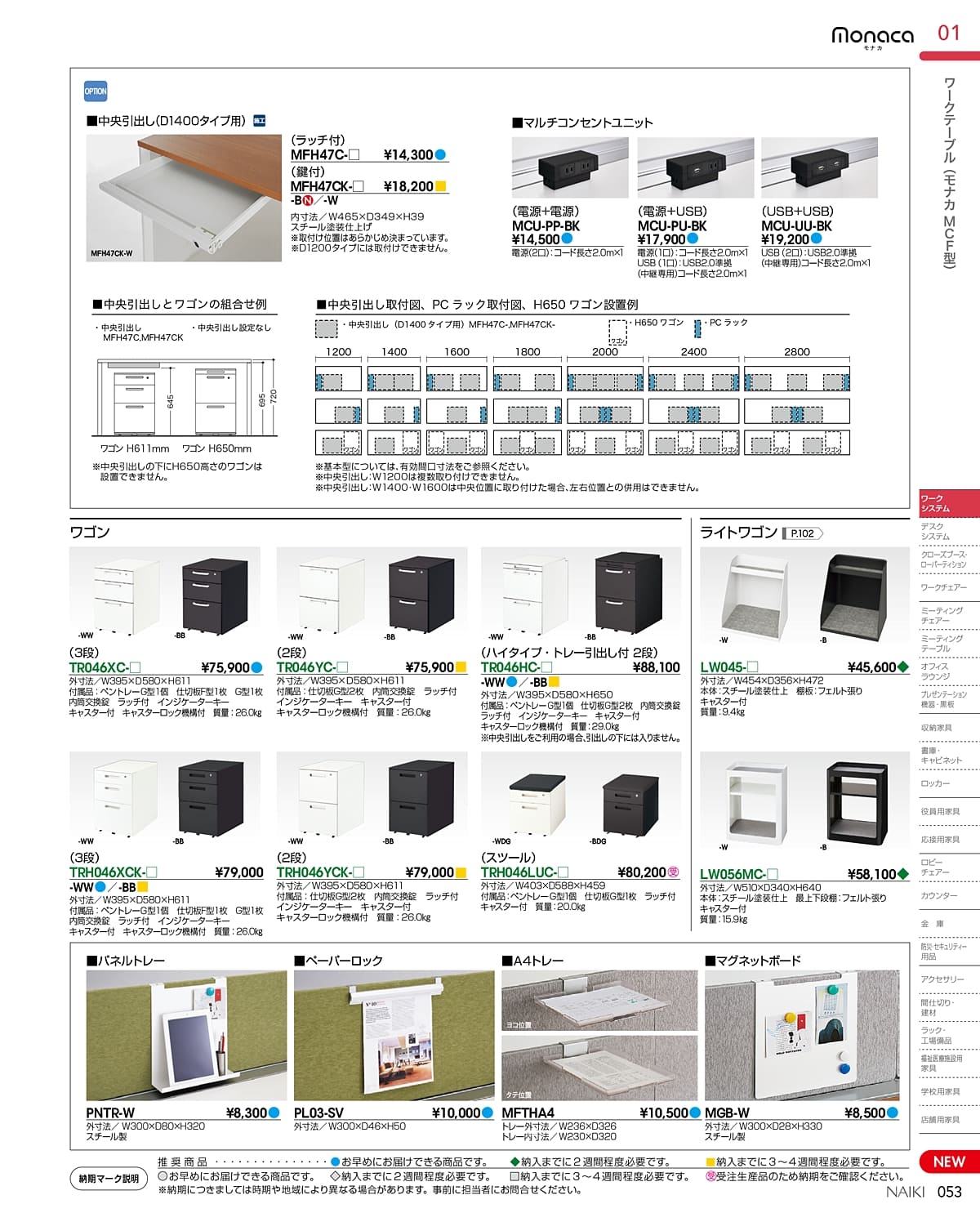 法人様限定 デスクワゴン TR046XC ワゴン 3段 ナイキ(NAIKI) [3]