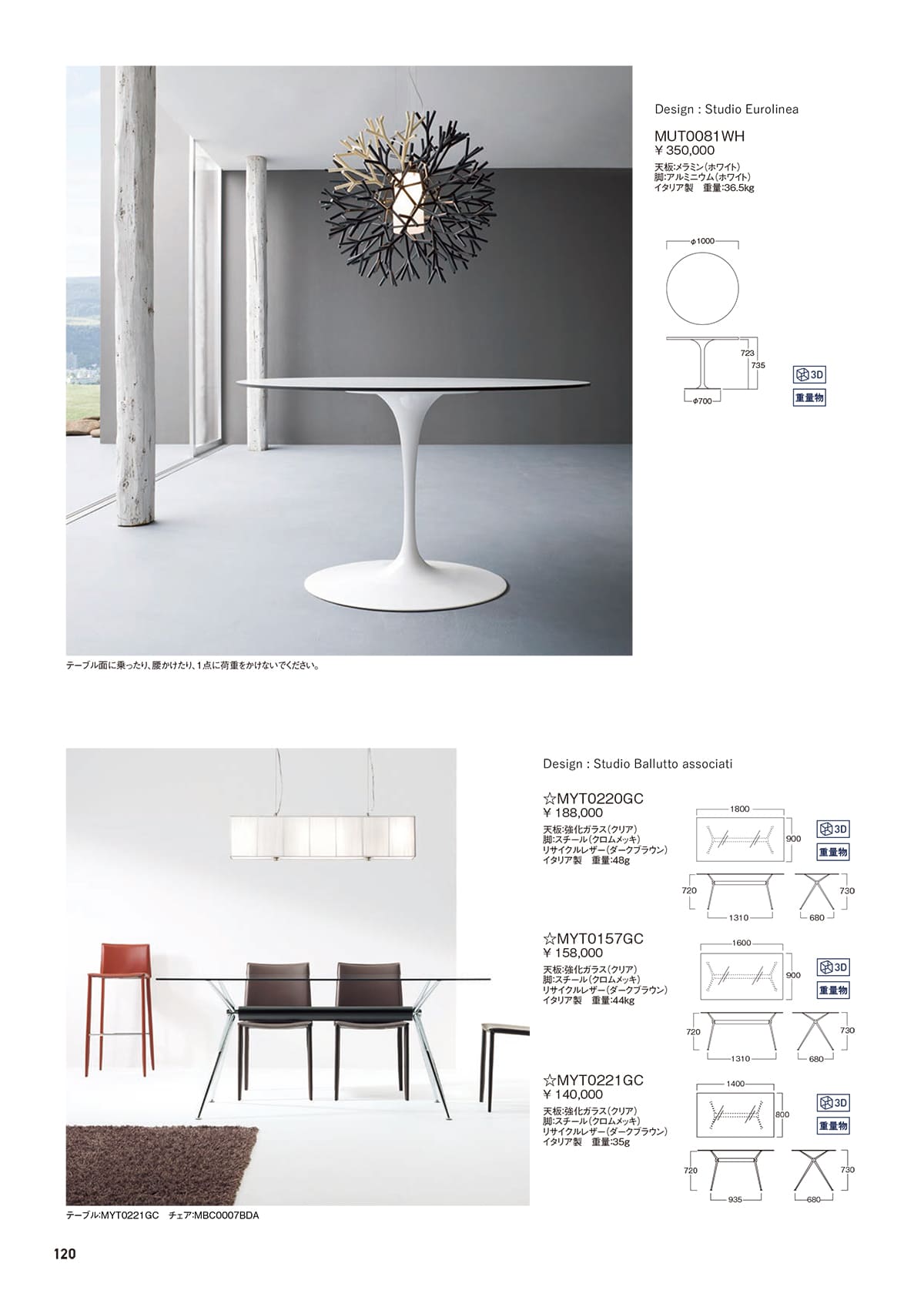 法人様限定 アビタスタイル ダイニングテーブル MYT0221GC/MYT0220GC/MYT0157GC [3]