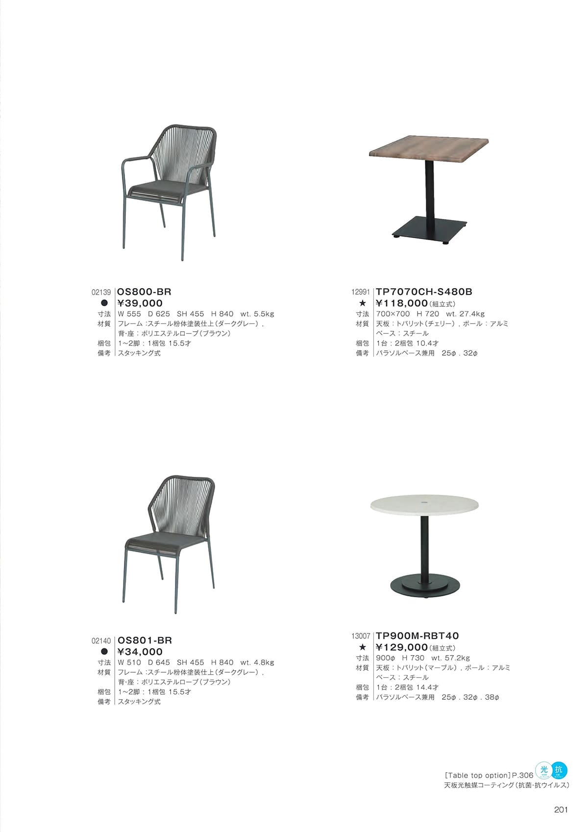 法人様限定 富士（FUJI） ガーデン家具 ガーデンテーブル TP900M-RBT40