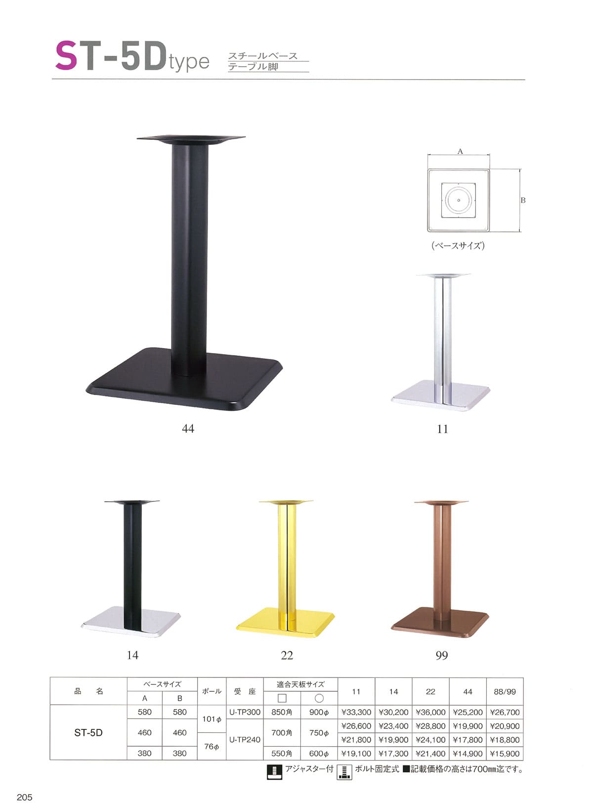 法人様限定 ハヤシ（HAYASHI） 角ベース脚 その他テーブル脚 ST-5D-460-76φ