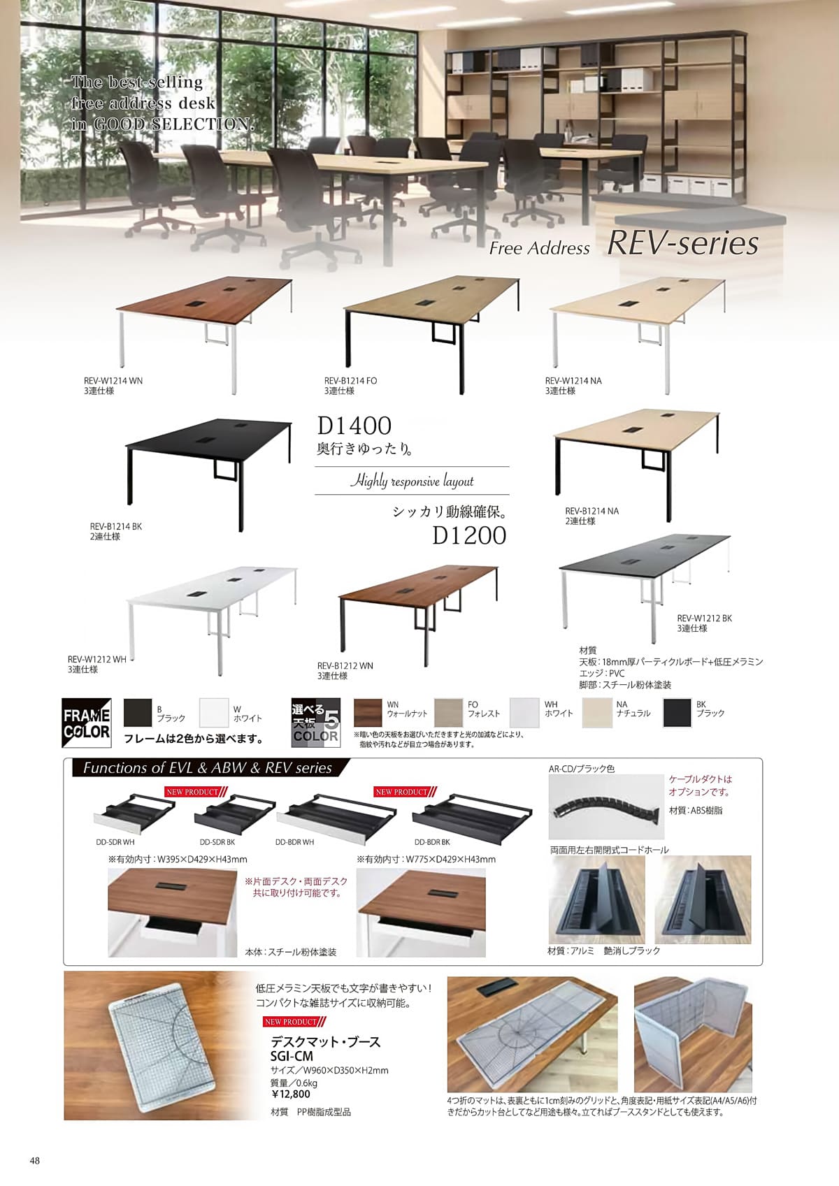 法人様限定 井上金庫 デスク REV 会議テーブル 増連セット D1200