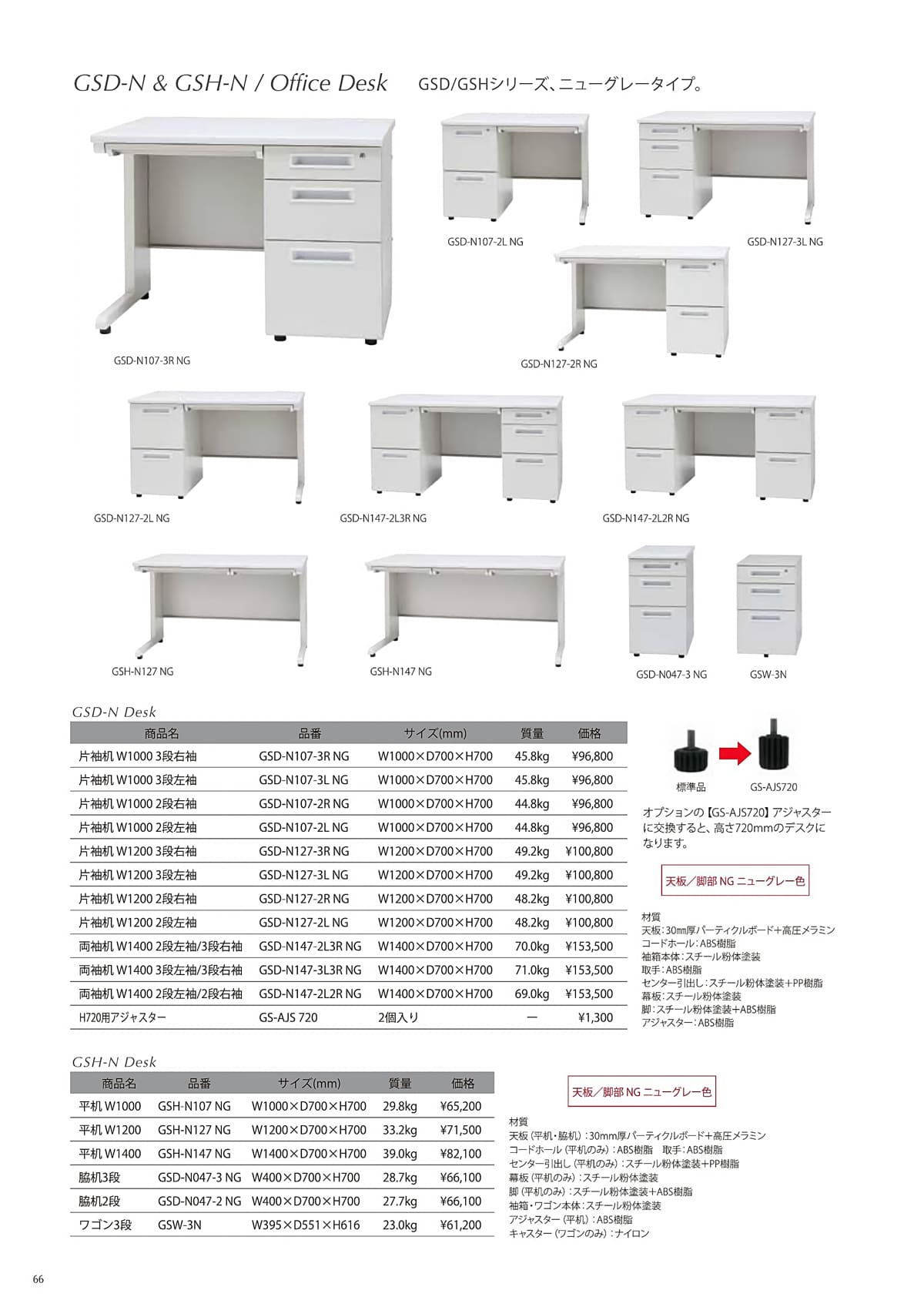 法人様限定 井上金庫 テーブル GSD-N デスク 両袖机 2段左袖 2段右袖・3段左袖 3段右袖 [2]
