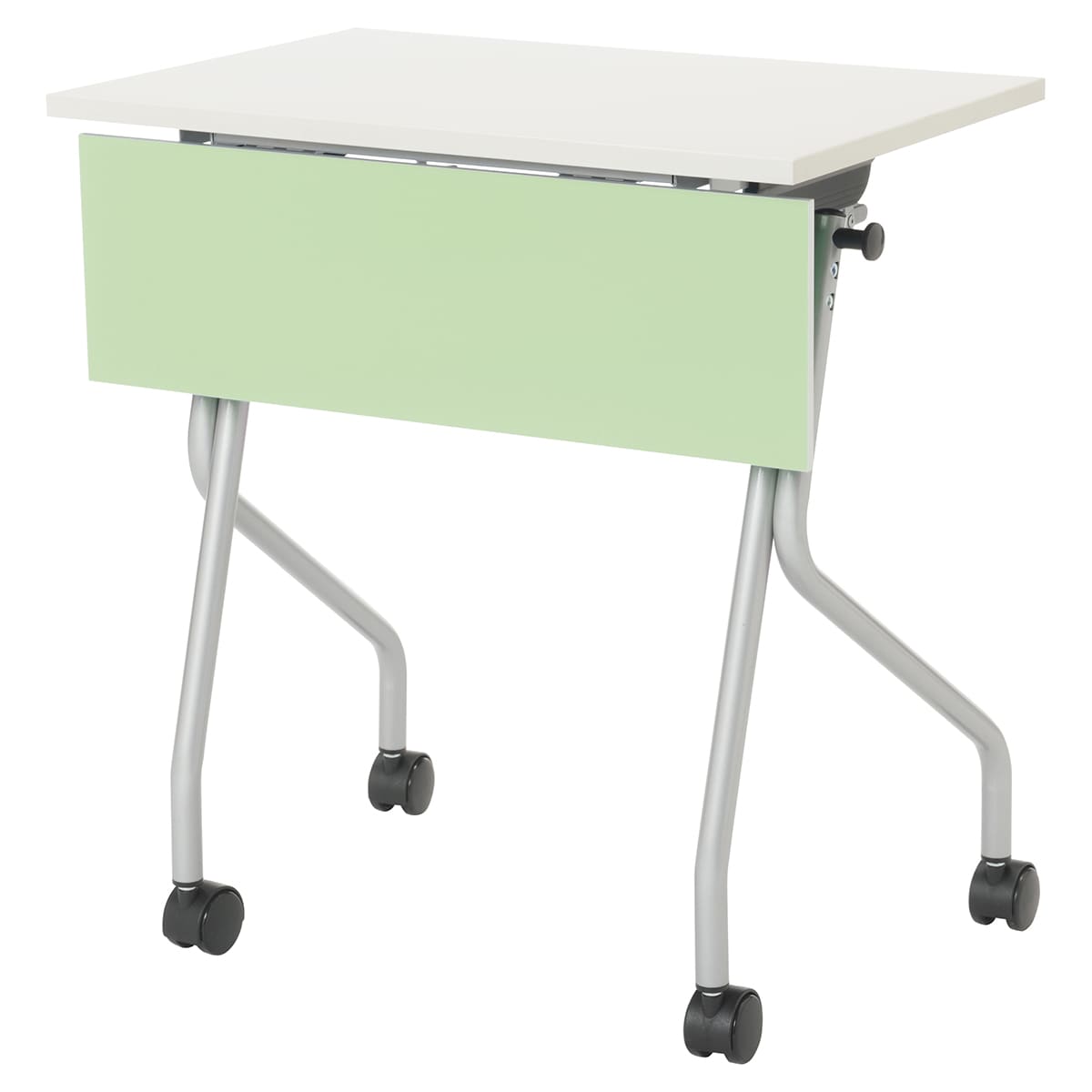 商品詳細（サイズ）■天板：メラミン化粧板■エッジ：ABS樹脂■フレーム：φ25.4スチールパイプ（メラミン焼付塗装）■キャスター：φ50双輪（ストッパー付2ヶ）■幕板：ポリ合板■棚：スチールパイプ（メラミン焼付塗装）■機能：折りたたみ式　カ...