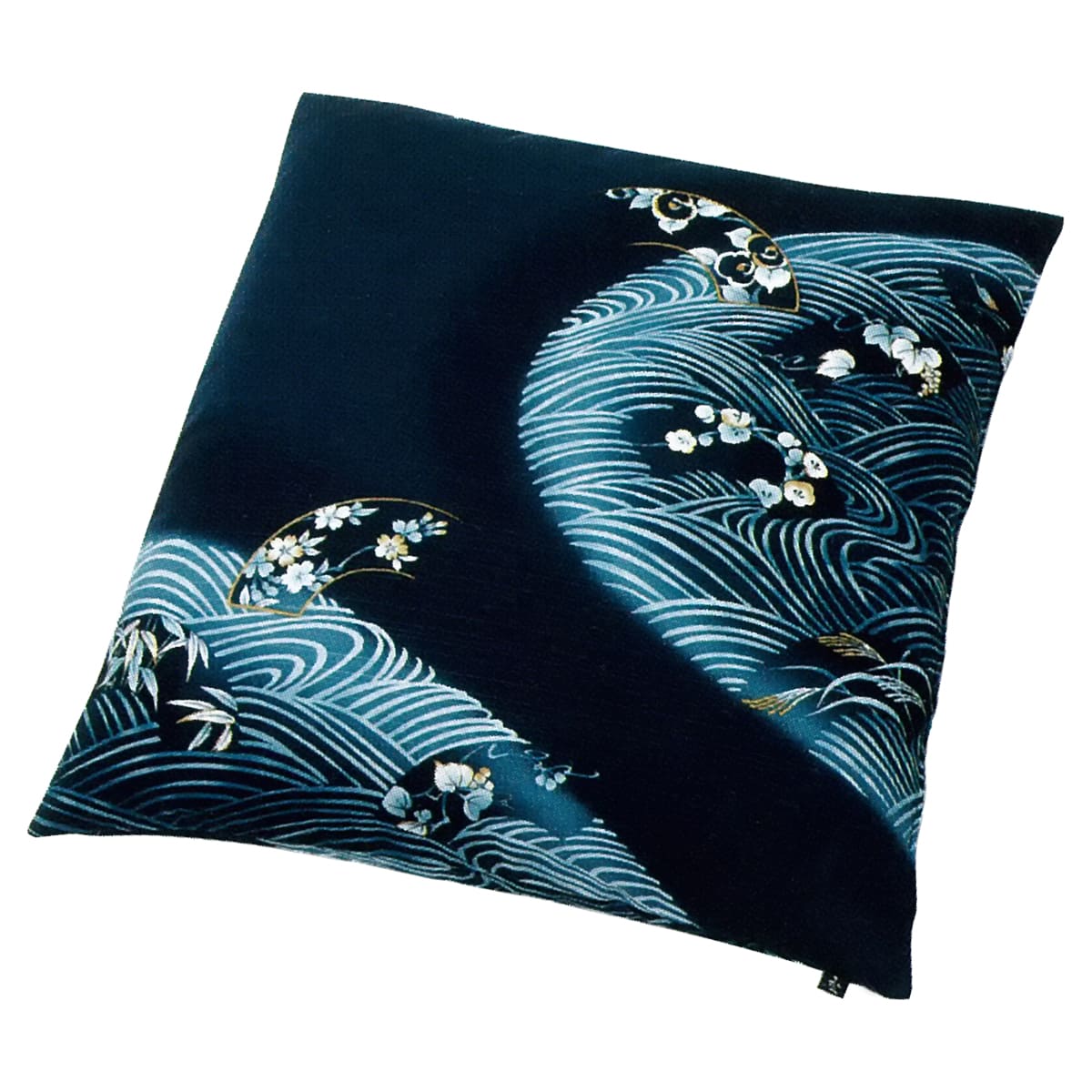 法人様限定 工夫庵 民芸 扇面と波 座布団 55×59