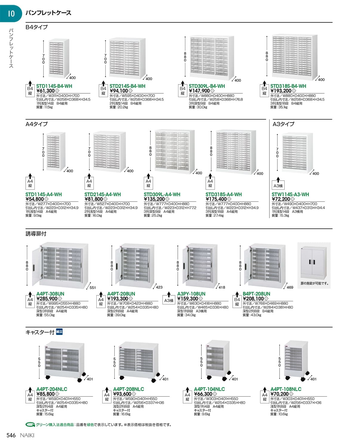 法人様限定 ナイキ(NAIKI) キャビネット オフィス家具 書庫 STD318S-B4-WH B4用 3列・浅型18段