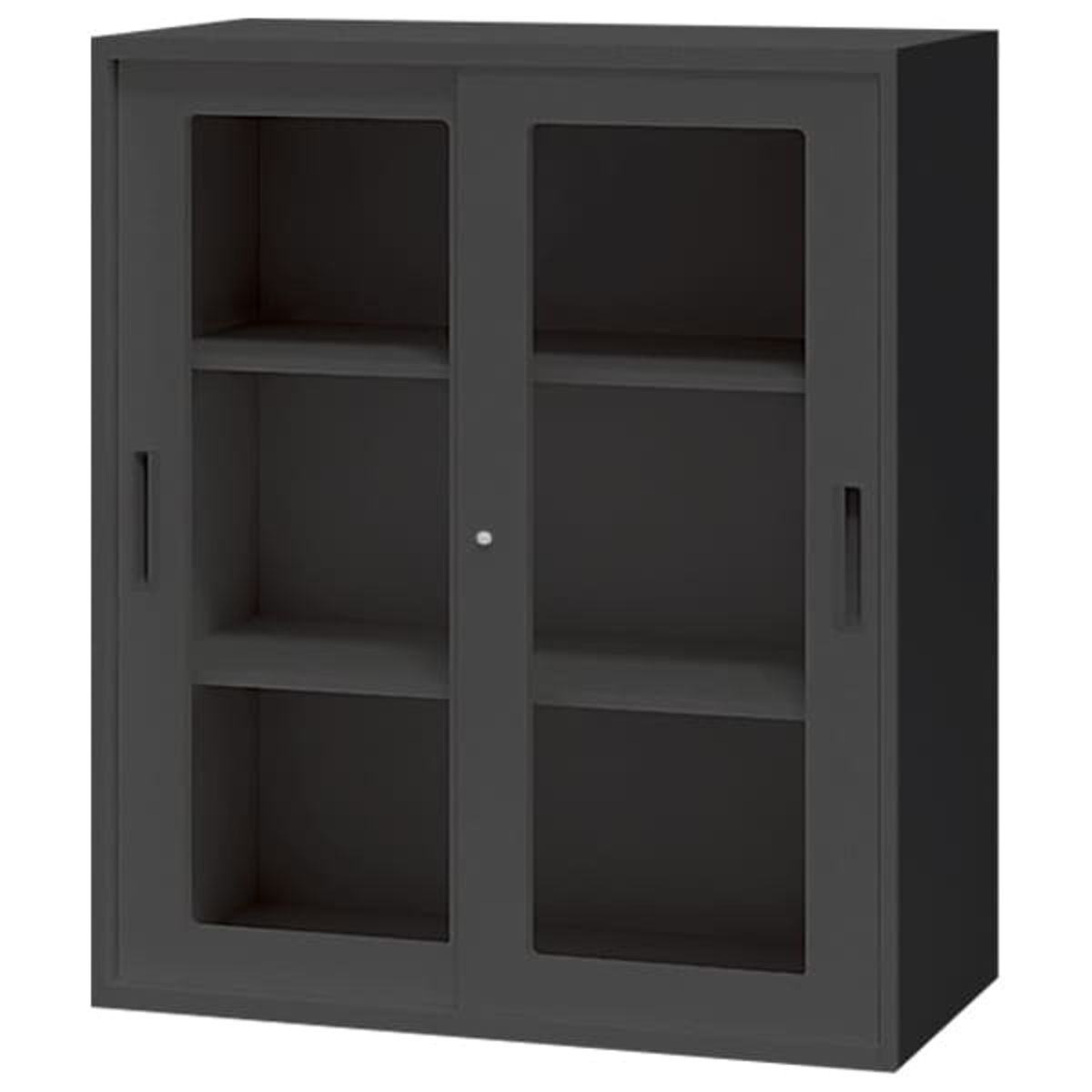 法人様限定 ナイキ（NAIKI） オフィス家具 書庫 CW-0911HG-BB 引違い戸 ブラックタイプ