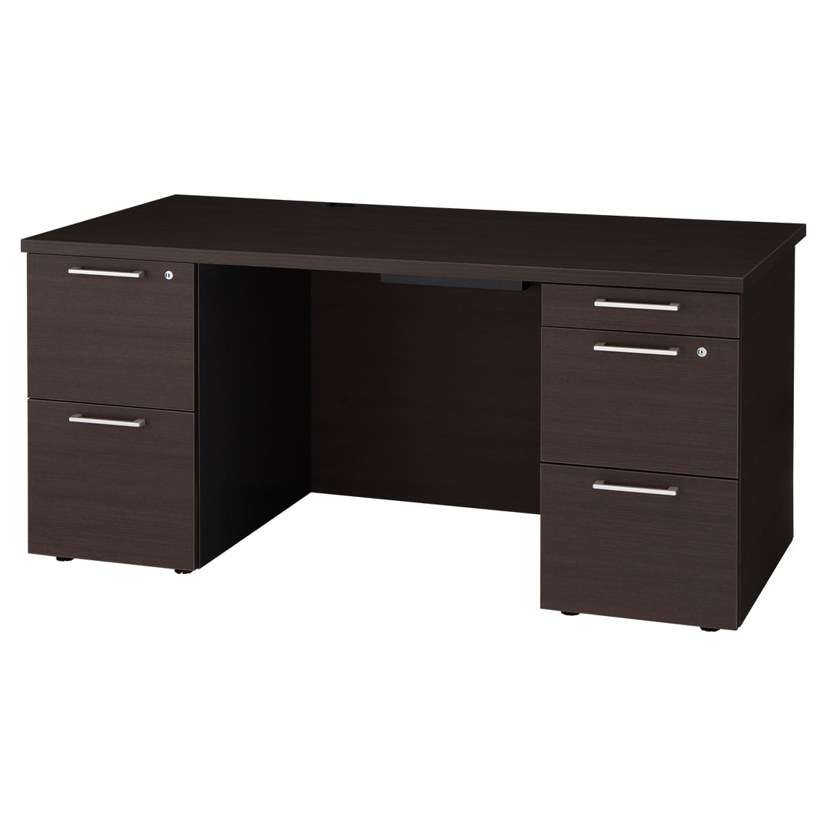 商品詳細（サイズ）■天板：メラミン化粧板張り■側板・幕板・鏡板：PVCシート張り■袖箱：スチール塗装仕上（ダークグレー色）■機能：オールロック錠■サイズ：W1600～1800×D800×H720■補足：完成品／サイズ選択／グリーン購入法適合...